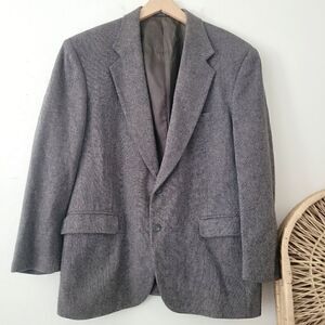 Towncraft Wool Sport Coat Blazer Black/Gray 44R Lambswool